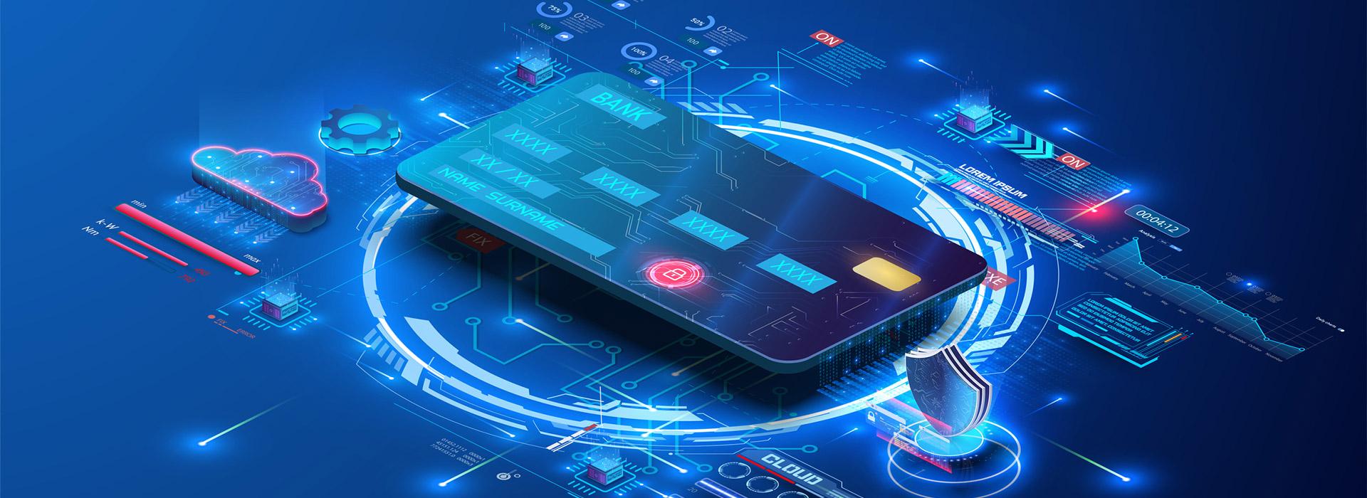 futuristic pic of blue bank card