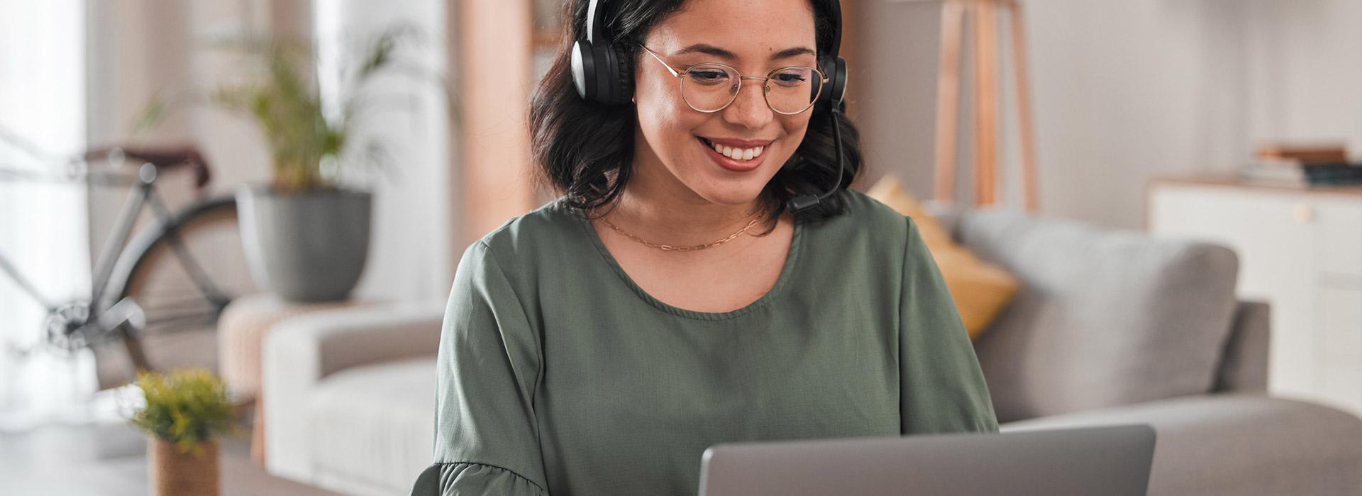 lady looking at her computer