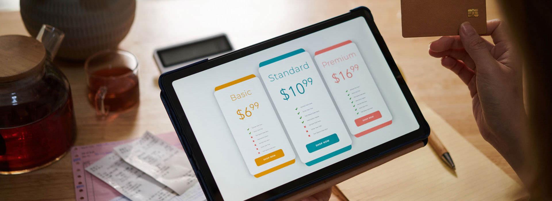 Cell phone screen displaying subscription plans