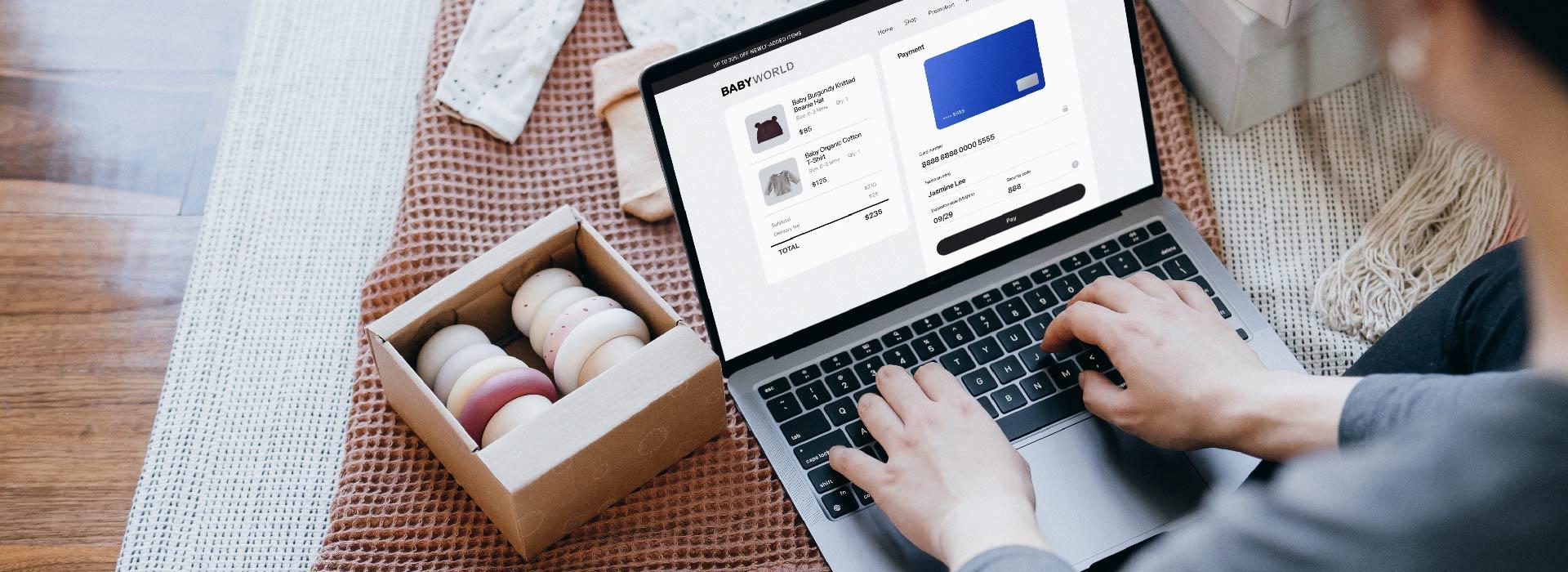 Person on computer about to store credit card information