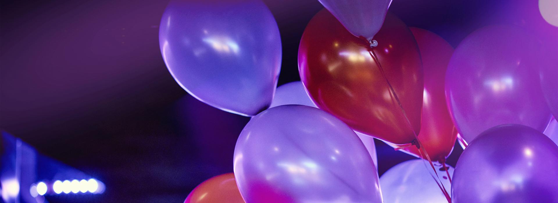 Purple and red balloons
